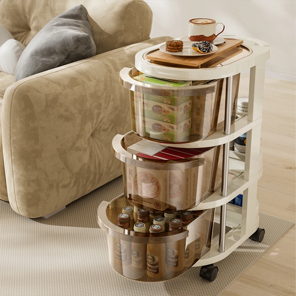 Colorful plastic storage trolley Large-capacity 2  3  4  5-layer foldable drawer storage trolley rack with wheel