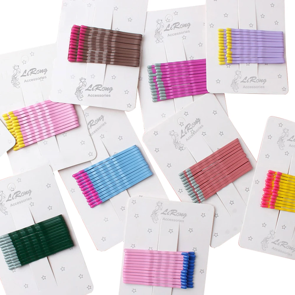 BSCI Audited Factory 12Pcs/Set Korea Matches Head Hairpins  Candy Color Bobby Hair Pins Colorful Metal Barrettes For Women Girls