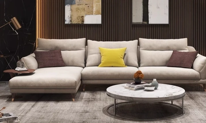 Good price simple fabric L shape sofa two/three/four seat wooden legs sofa for living room furniture