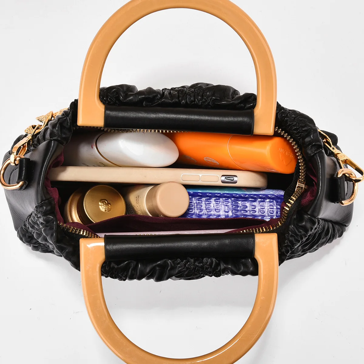 RU Top Handle Pleated Soft PU Leather Women Shoulder Bags Large Capacity Chain Handbags Ladies Purses Wholesale