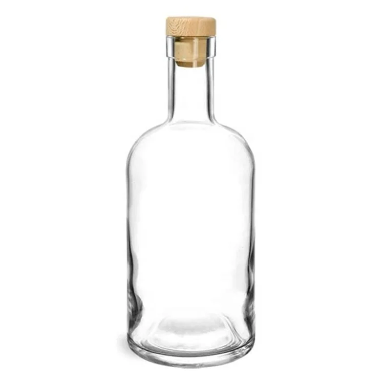 Family Size High Flint Round Vodka Glass Bottle with Gold Polymer Cork for Alcohol Drinks Glass Wine Can Bottle in Stock