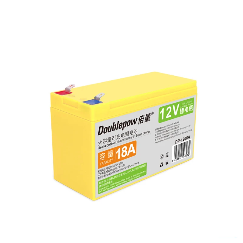 Doublepow 12V 18Ah Deep Cycle Lithium Ion Battery Pack Rechargeable 12V Lithium Battery Packs