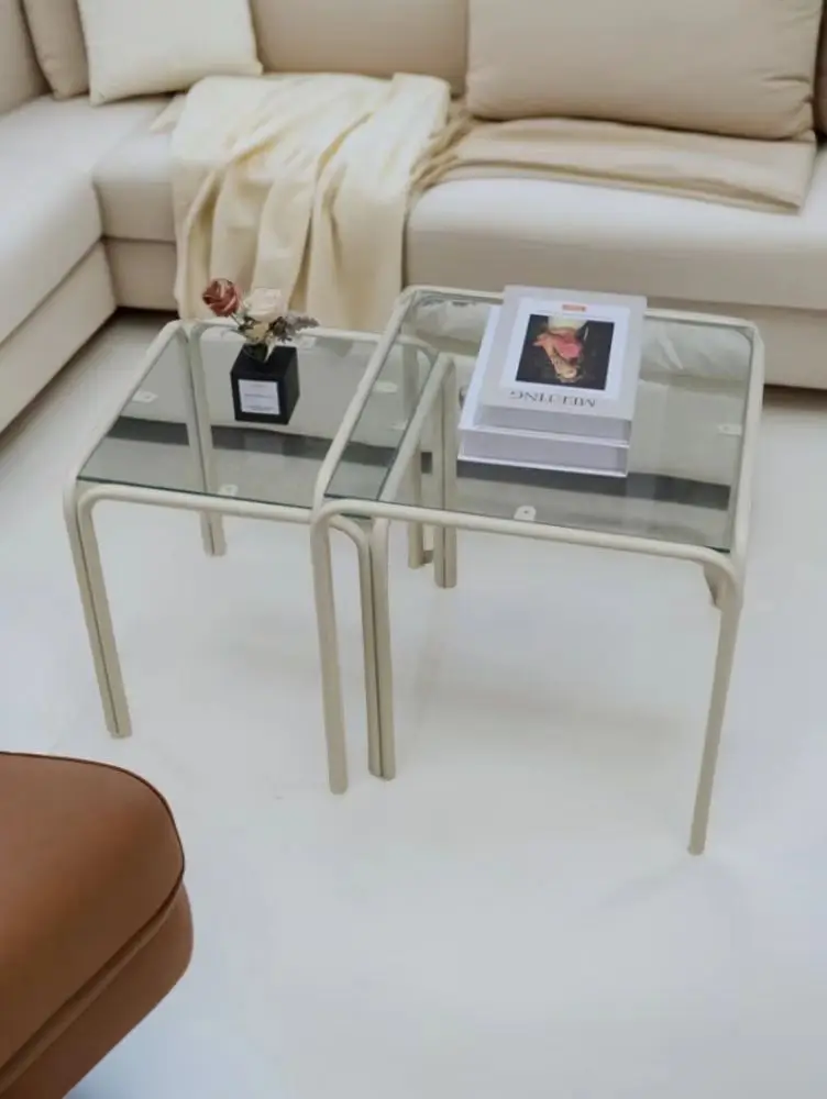 Glass Top Metal Base Modern Luxury Office Apartment Dining Coffee Table side table
