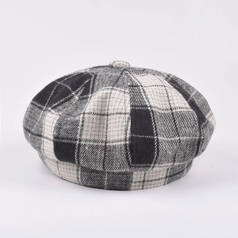 Men and Women British Retro Plaid Beret Outdoor Leisure Octagonal Painter Hat Classical Ladies Dress Cap Hombre Gorras Mujer