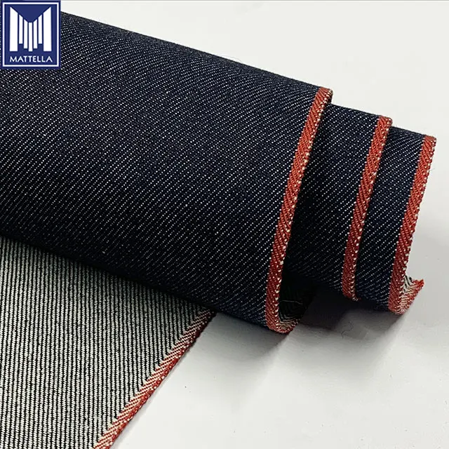 Jeans Jackets Fabric Stocklot 440gsm 100% Organic Cotton Selvage Trim 13oz Japanese Red White men women  Selvedge Denim