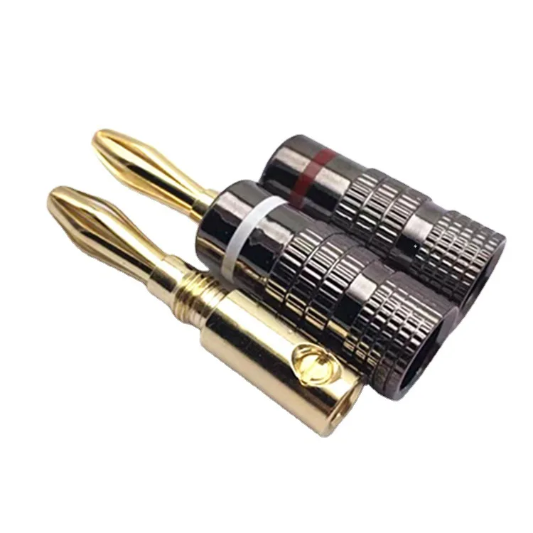 Solderless 4MM copper plated banana plugs audio speaker cable plug