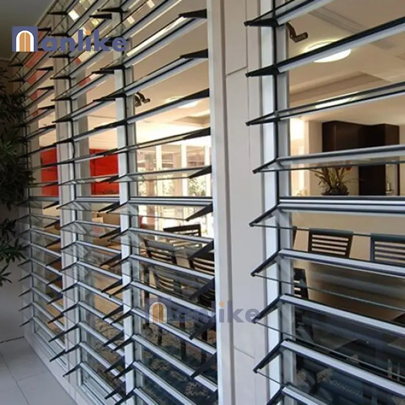 Anlike Chinese Ghana New Cheap Price Latest Smart Security Louver Black Glass Aluminium Alloy In Window Shutters For Sale