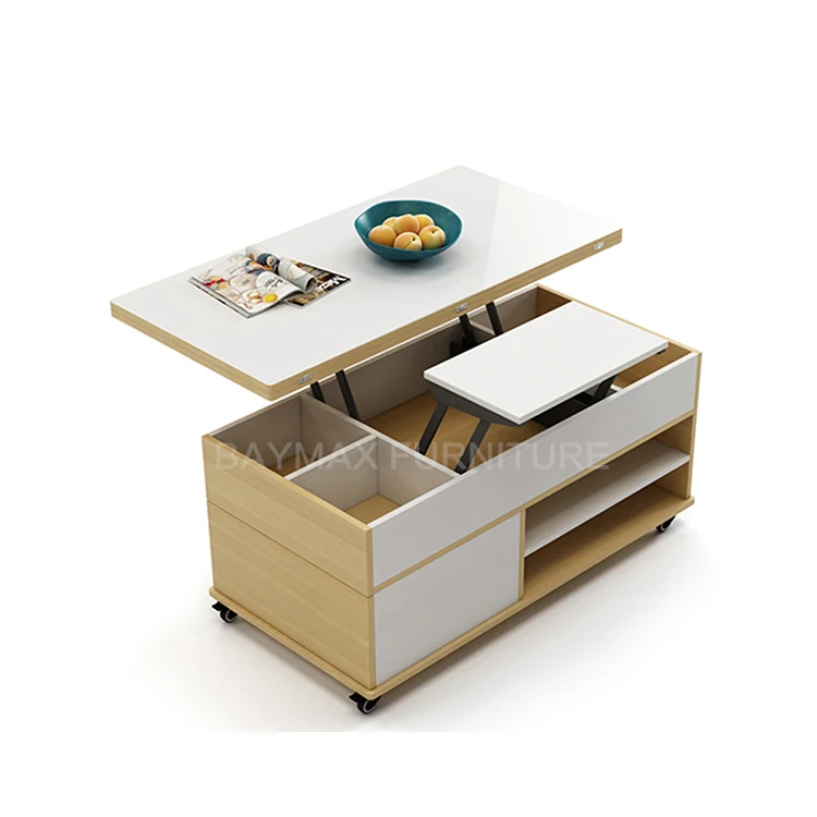 Living room smart multifunctional extendable storage coffee table with lifting mechanism