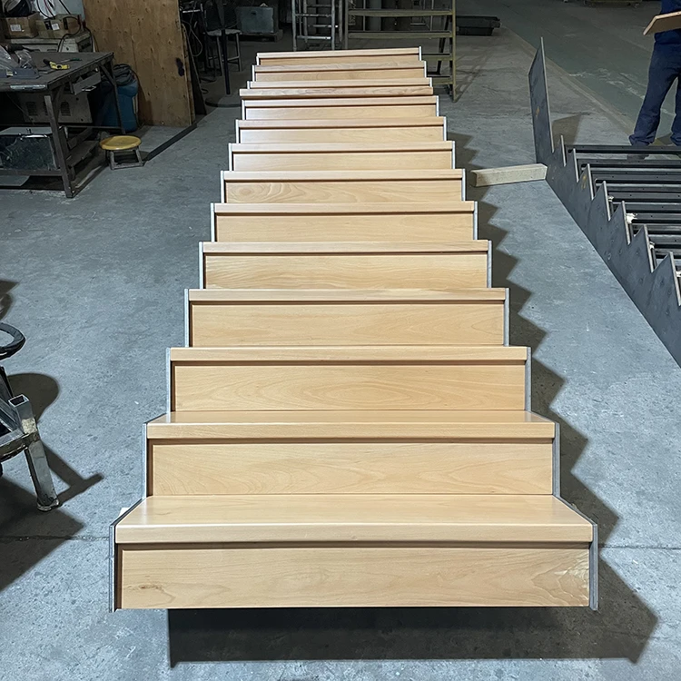 Modern indoor staircase designs steel frame solid wood staircase