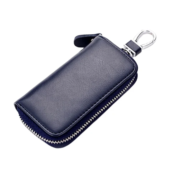 BSCI audit factory leather car key case bag wallet car key chain holder ring with 6 hooks snap closure,car key bag
