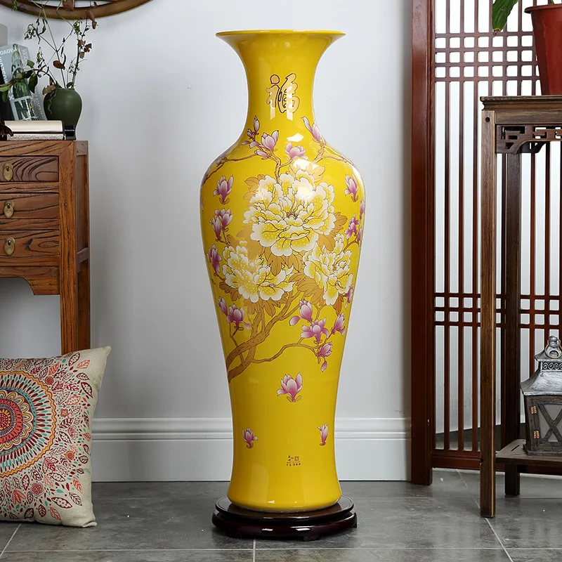 Jingdezhen Handmade Blue White Ceramic Floor Vase Unique Tall Large Standing Decorative Vase Traditional Design Style Vase