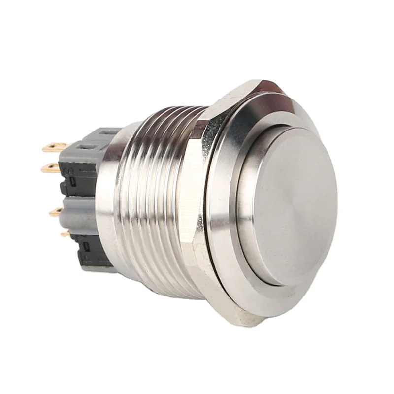 28mm Waterproof Metal Latching Push Button Switch 1NO1NC Sslf-locking Stainless Steel On Off Button Switches For Machine Control