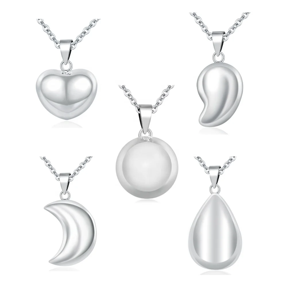 Frosted Silver Plated 18K Gold Plated Jewellery Mexican Harmony Chime Ball Angel Caller Pendant Necklace for Women