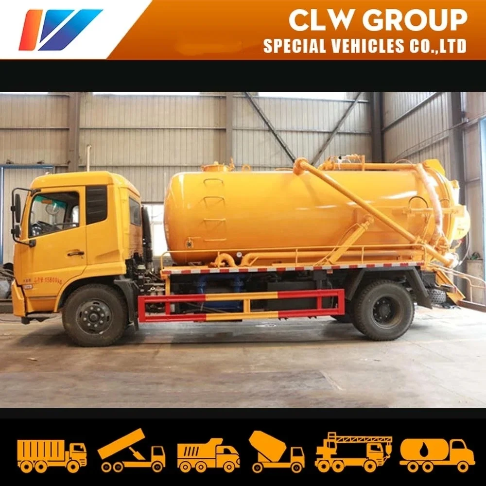  Dongfeng 12000L вакуумный резервуар для канализации и грузовик очистки струей воды высокого