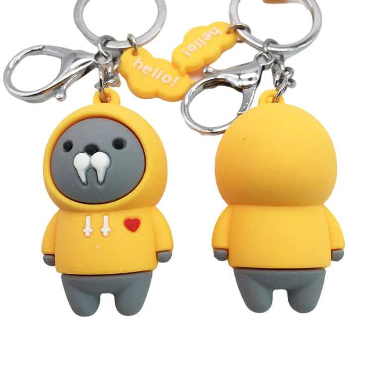 
Custom Personalized 3D Factory Price 3D Soft PVC Rubber Plastic Cartoon Animal Elephant Bear Dairy Cow Keychain 