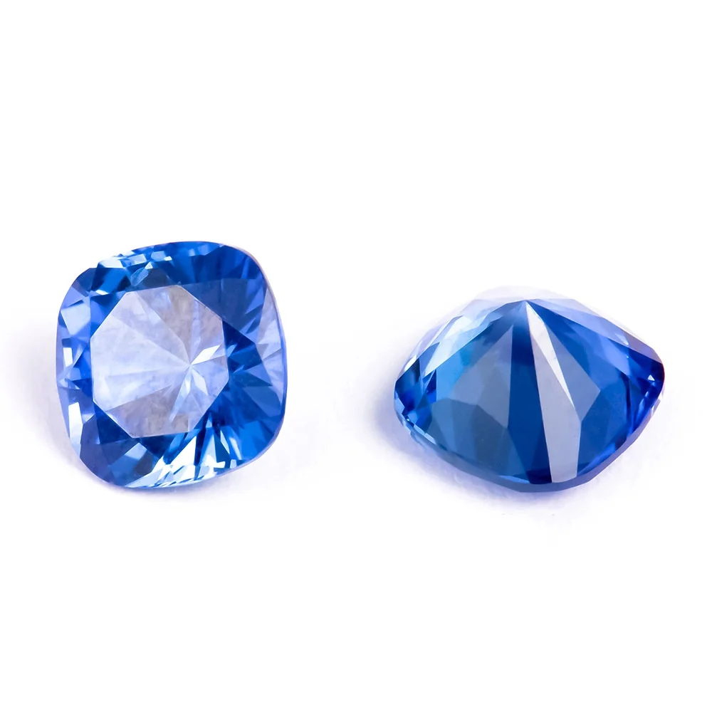 Artificial cultivation sapphire fat square 6-9mm laboratory cultivation coloured treasure