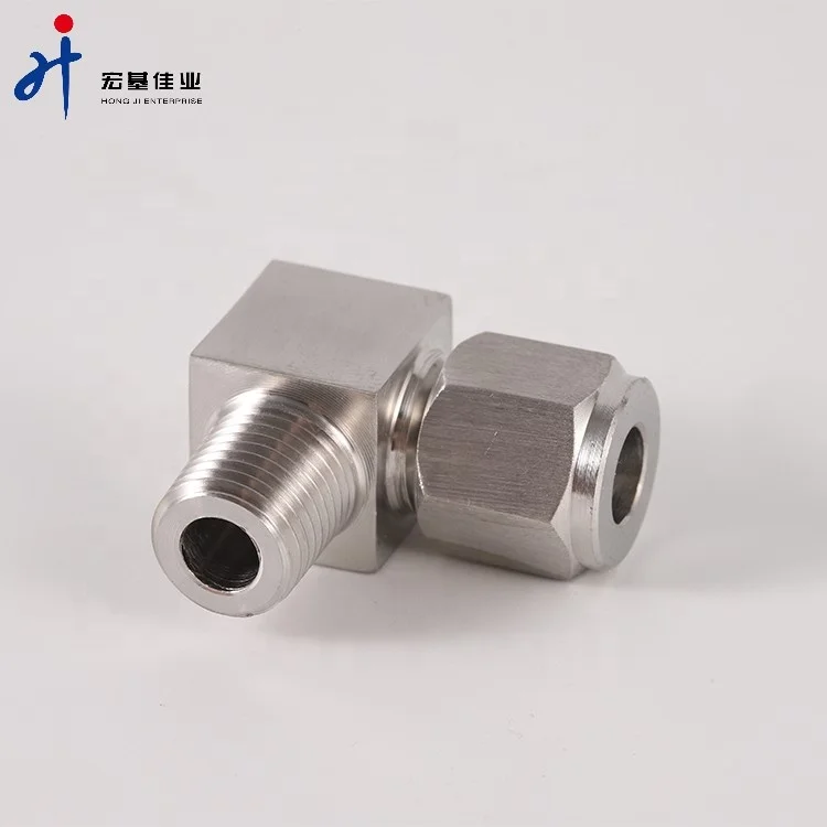 Stainless Steel 316 Ferrule Fitting Air Supply Tube 90-Degree Right-Angle Elbow Terminal Connector
