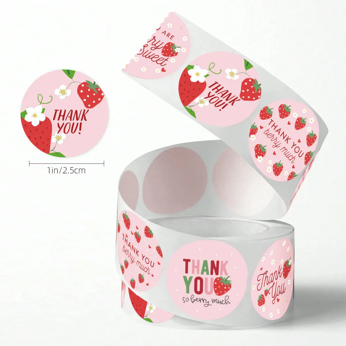 Strawberry Thank You Sticker, Adhesive Label, Sealing Paste, Summer Birthday Party Decoration