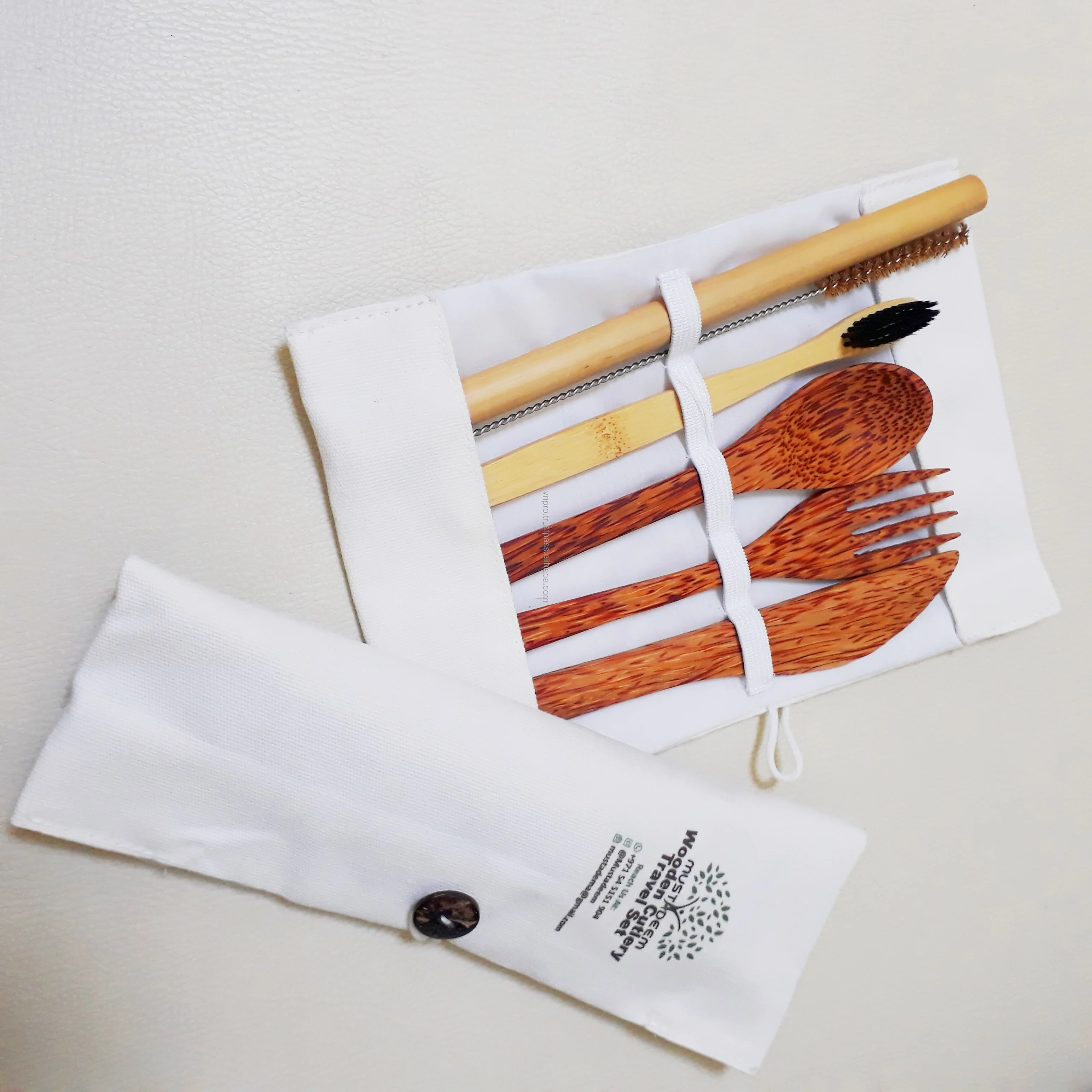 
Best Selling Organic Bamboo Straws Bamboo Toothbrush Coconut wooden Cutlery Dinnerware Type Travel Set 