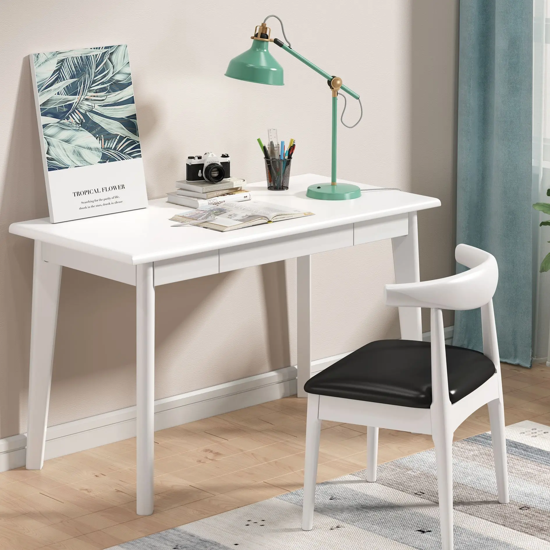 OEM Factory  Nordic Modern  Wood Chair Wood Book table Seat Study Office Solid wood desk