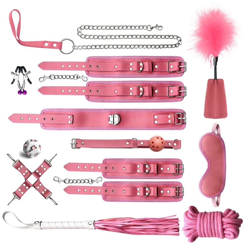 Custom Made Style BDSM Bondage Kits 10 Parts Fetish Erotic Slave Games Restraint Sex Toys