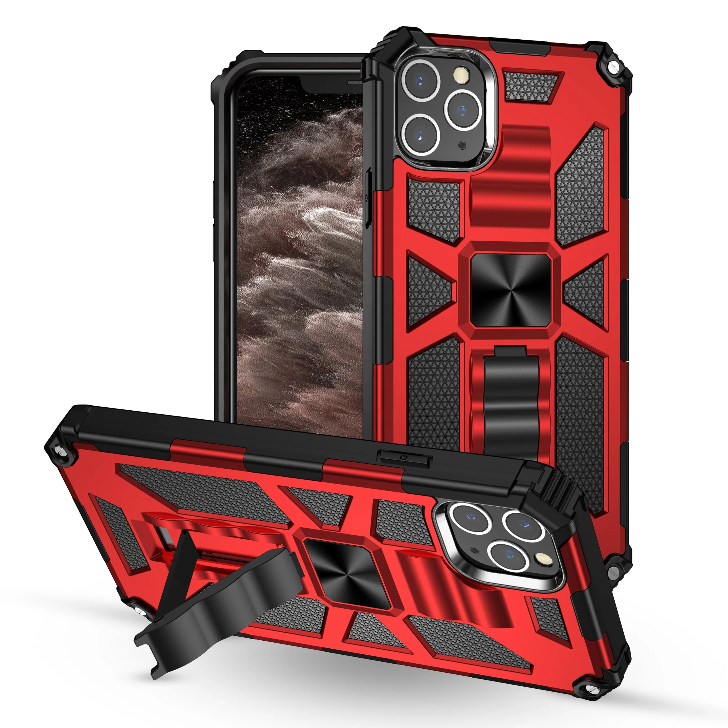 чехол для мобильного телефона с усиленным креплением Kickstand Anti Drop Heavy Duty жесткий пластиковый
