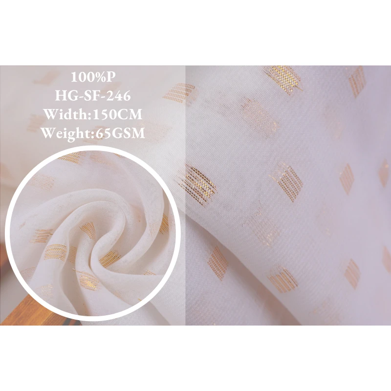 China factories stretch breathable 100% polyester metallic silk chiffon plaid fabric for blouse