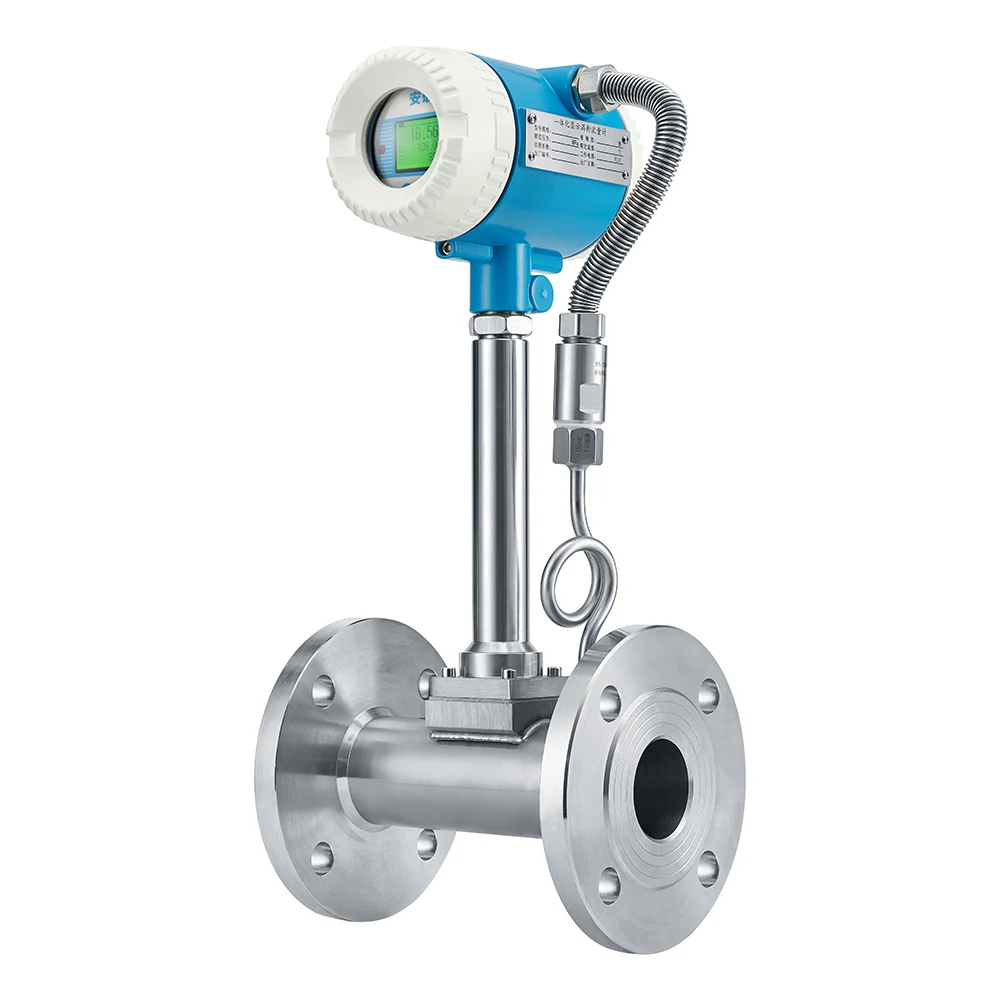 Smart Vortex Flowmeter Gas Meter Steam Compressed Air Natural Nitrogen Air Flow Meter Flange Connection Oxygen Digital Flowmeter
