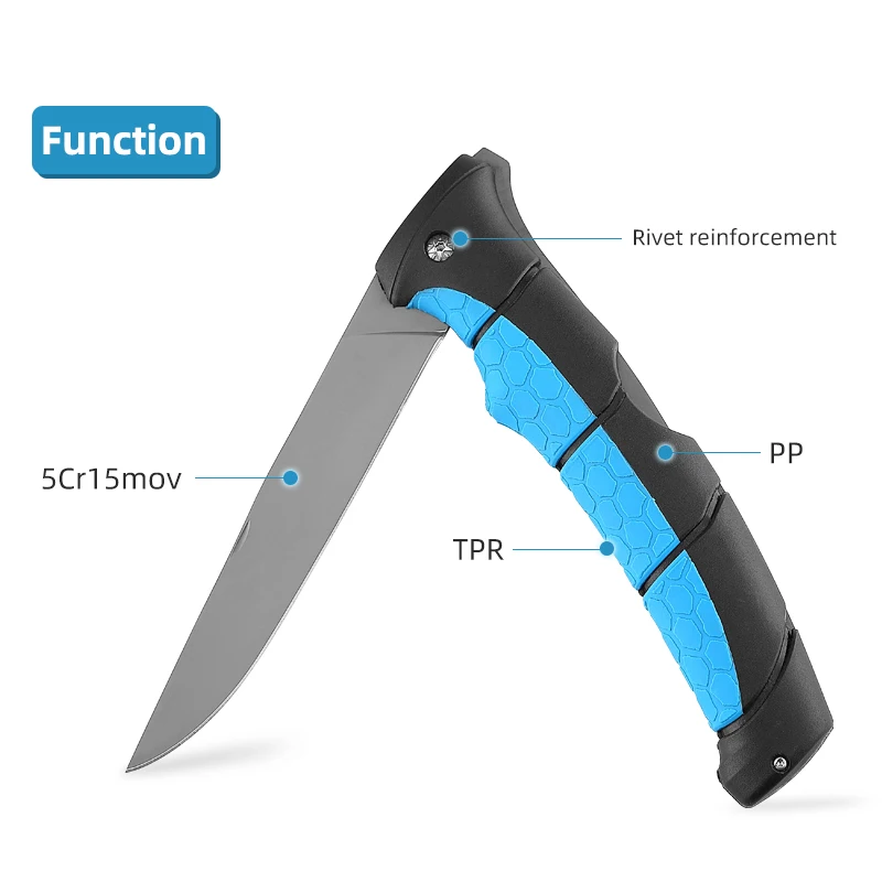 Outdoor Sharp Slicing Cutter Folding Fishing Fillet Knife Black Coating Customize Design Handle Fishing Fillet Knife