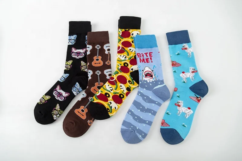 Colorful guitar socks casual cotton socks street trend crew socks wholesale