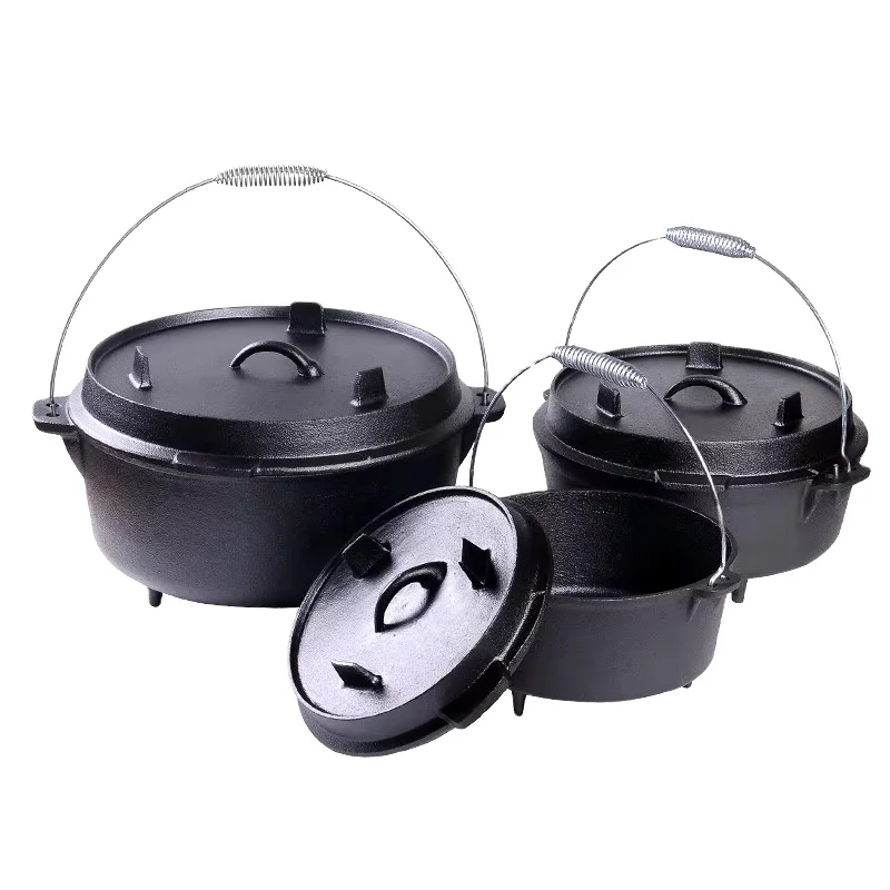 Hot Selling Cast Iron Camping Dutch Oven with Lid Lifter and Storage Bag Cast Iron Dutch Oven Pot with Lid