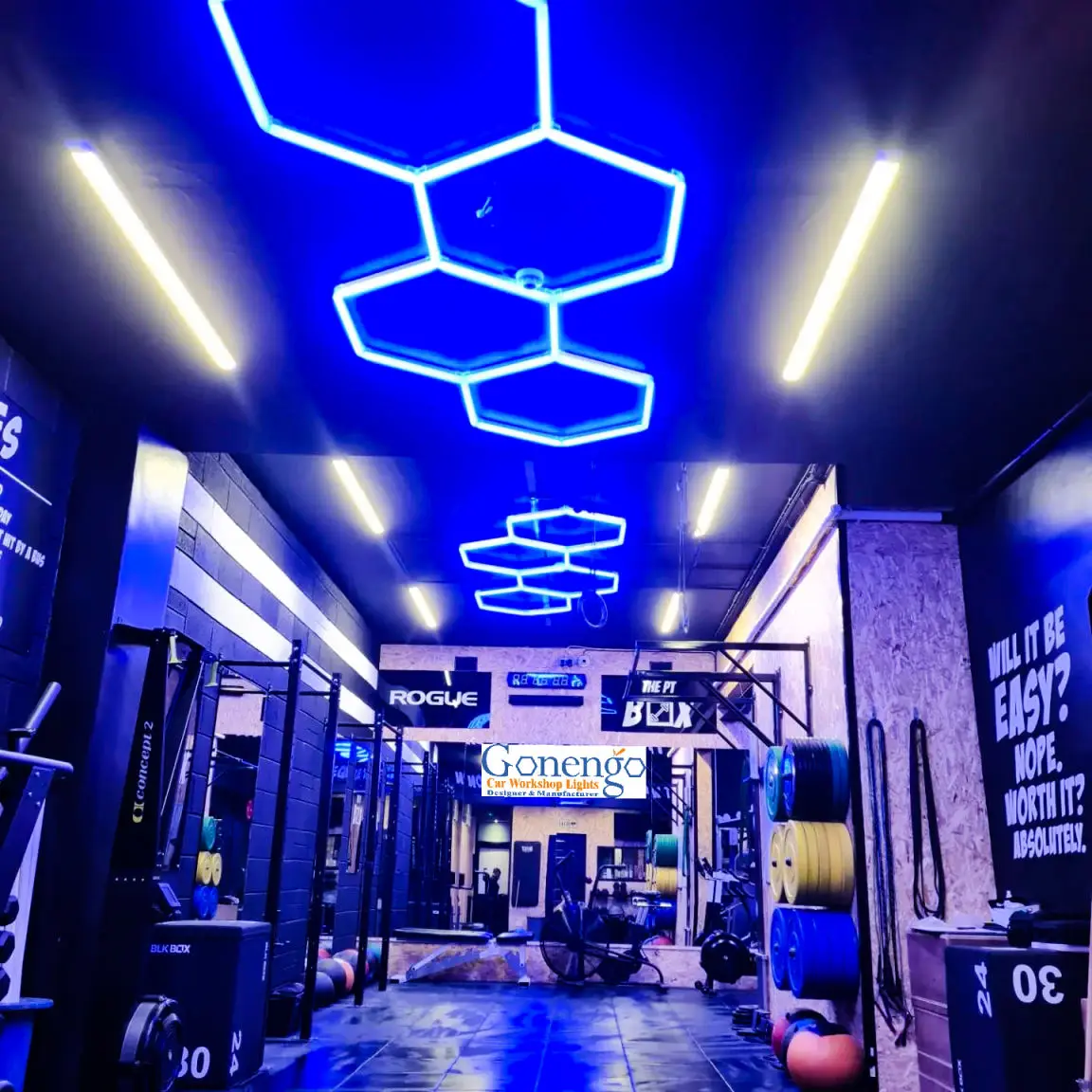 Fitness Equipment Diy Assembled Gym Design Interior Lighting Hexagon Gym Light