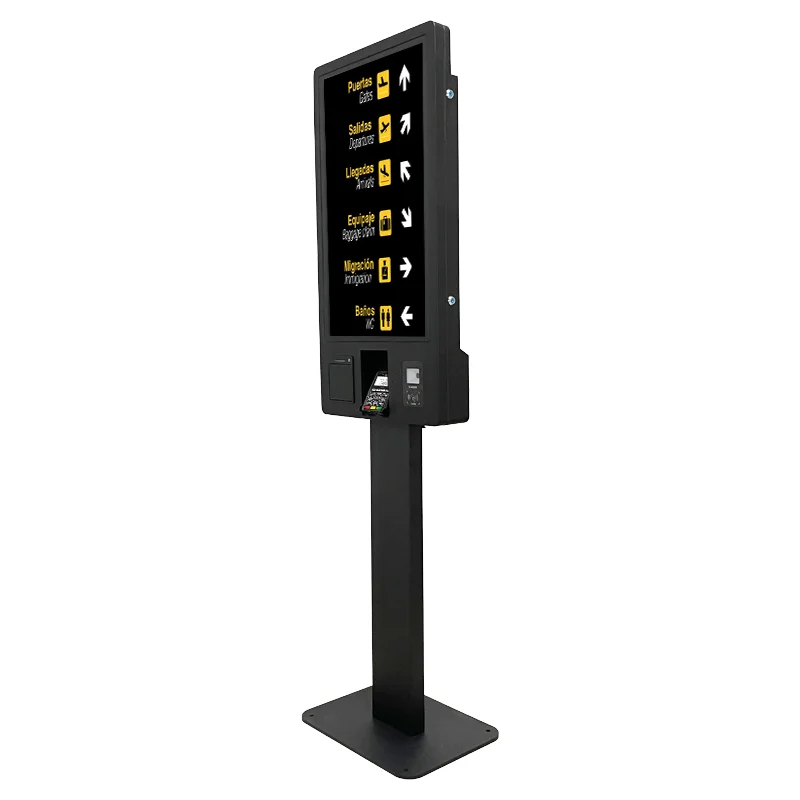 Efficient Black Lockable All-Aluminum 32 inch KIOSK for Airport Ticketing Systems - Perfect for Streamlined Services