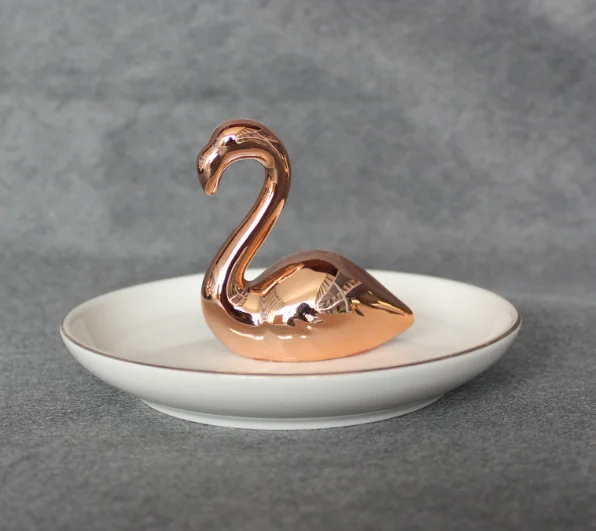 Luxury Porcelain Key Holder Ceramic Jewelry Ring Tray Decor Plate Creative 3D Animal Design Trinket Holder for Jewelry Organizer