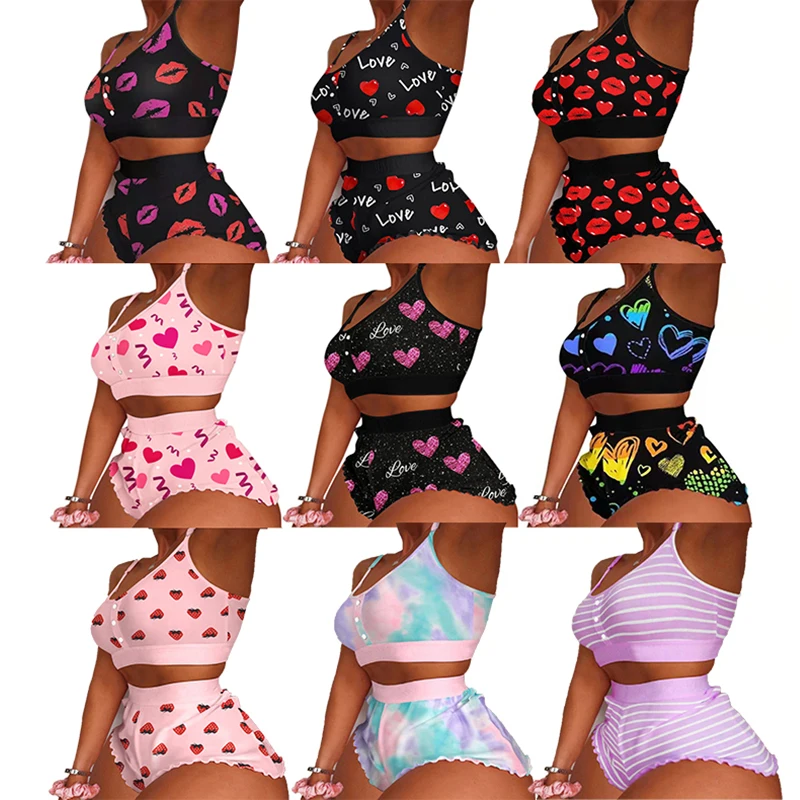 2022 designer summer shorts sets fashion satin crop top sleepwear women pajamas two piece lingerie sets women lounge wear