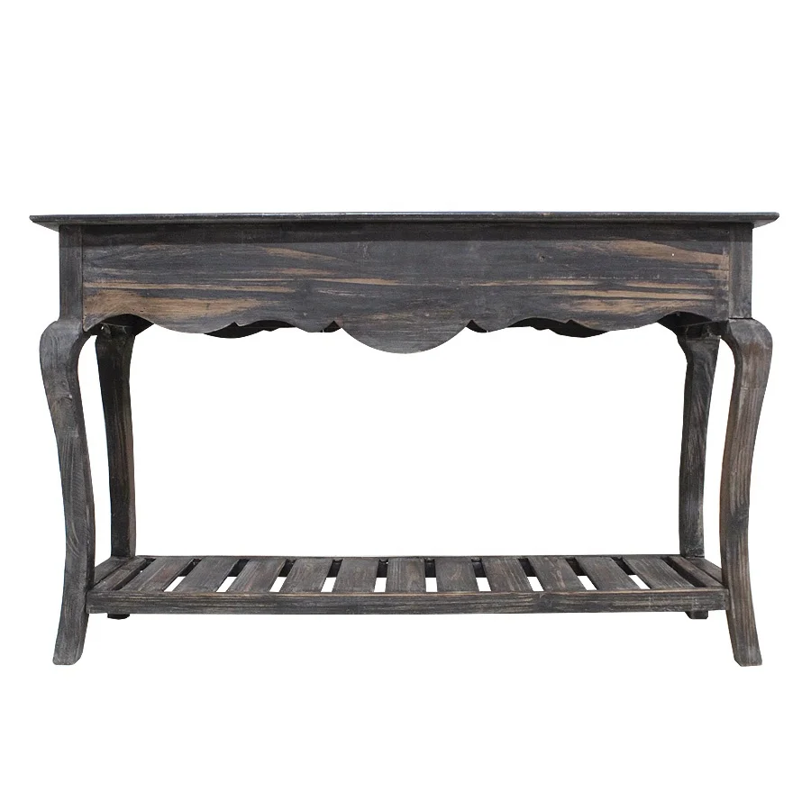 French Style Retro Antique Furniture Art Decor Wood Console Table with curved legs
