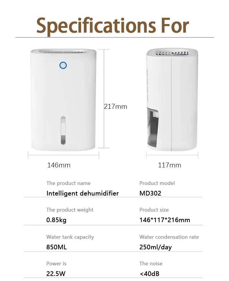 MD302  250ML/D Dehumidification capacity Dehumidifier Small household indoor basement dry moisture absorbent clothes dryer