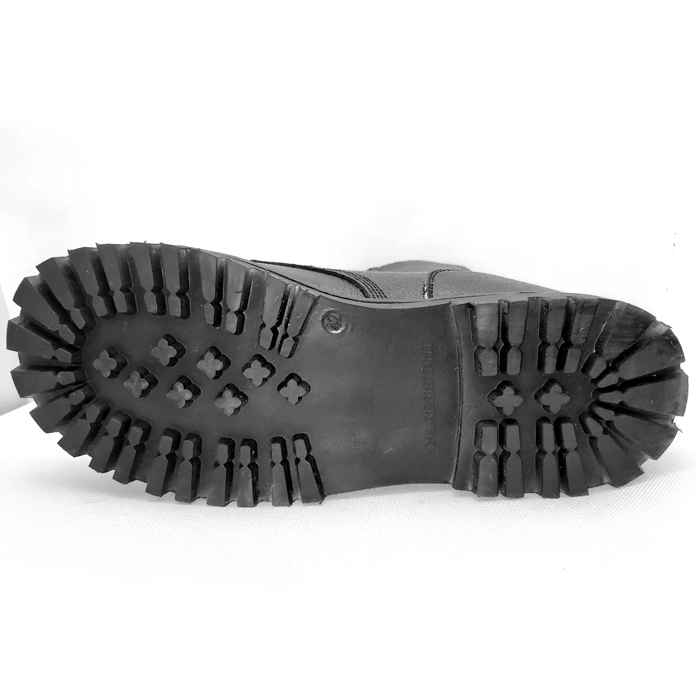 Mens Black Working Sport Solid Split Leather Tactical Combat Safety Boots