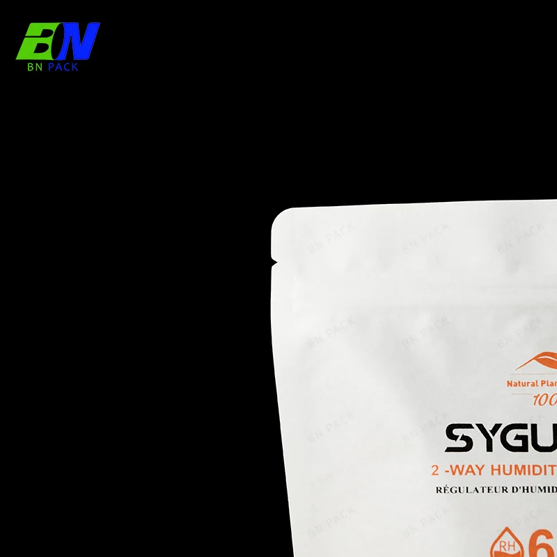 Eco Friendly Corn Starch Based Zip Lock Paper Packaging Compostable Biodegradable Pla Lined White Kraft Paper Stand Up Bag
