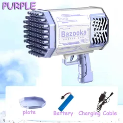 Wholesale rocket kid pistoa de bolhas blower machine bubble boom bubble maker toys 69 hole gatling led rocket bazooka bubble gun