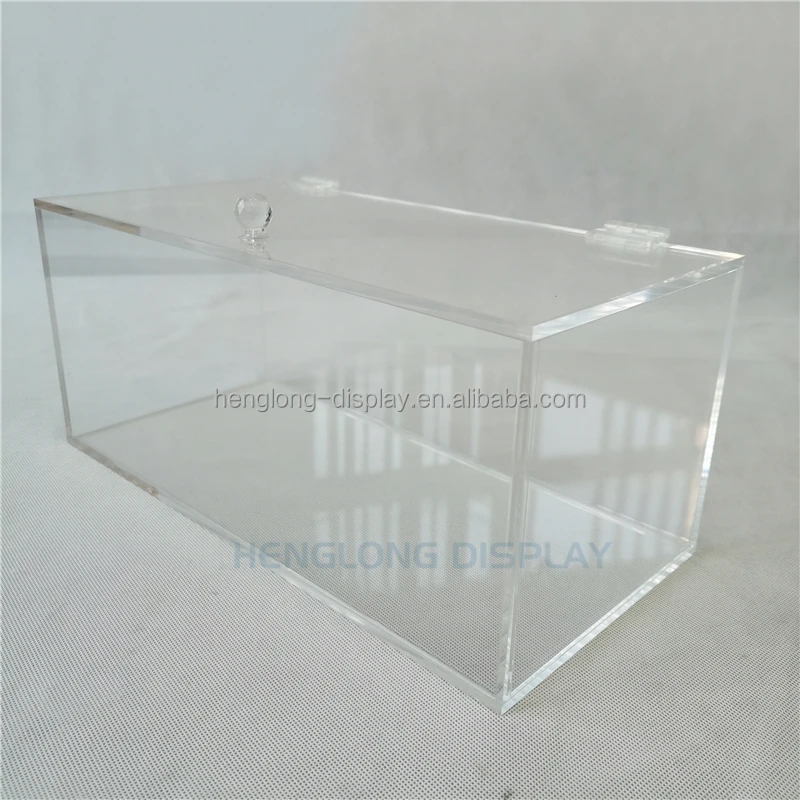 Highly Transparency Clear PMMA Toy Display Boxes Acrylic Lucite Storage Box with Diamond Handle