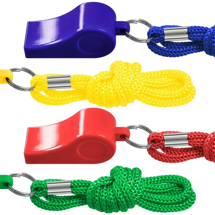 Wholesale ABS material Colorful Custom Logo Whistles with Lanyard for Outdoor Whistle Sports Training Referee Whistle