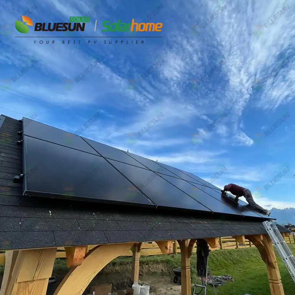 High Efficiency all black shingled mono solar cell panel 385w 400w 410w 24v solar panel price with pretty appearance
