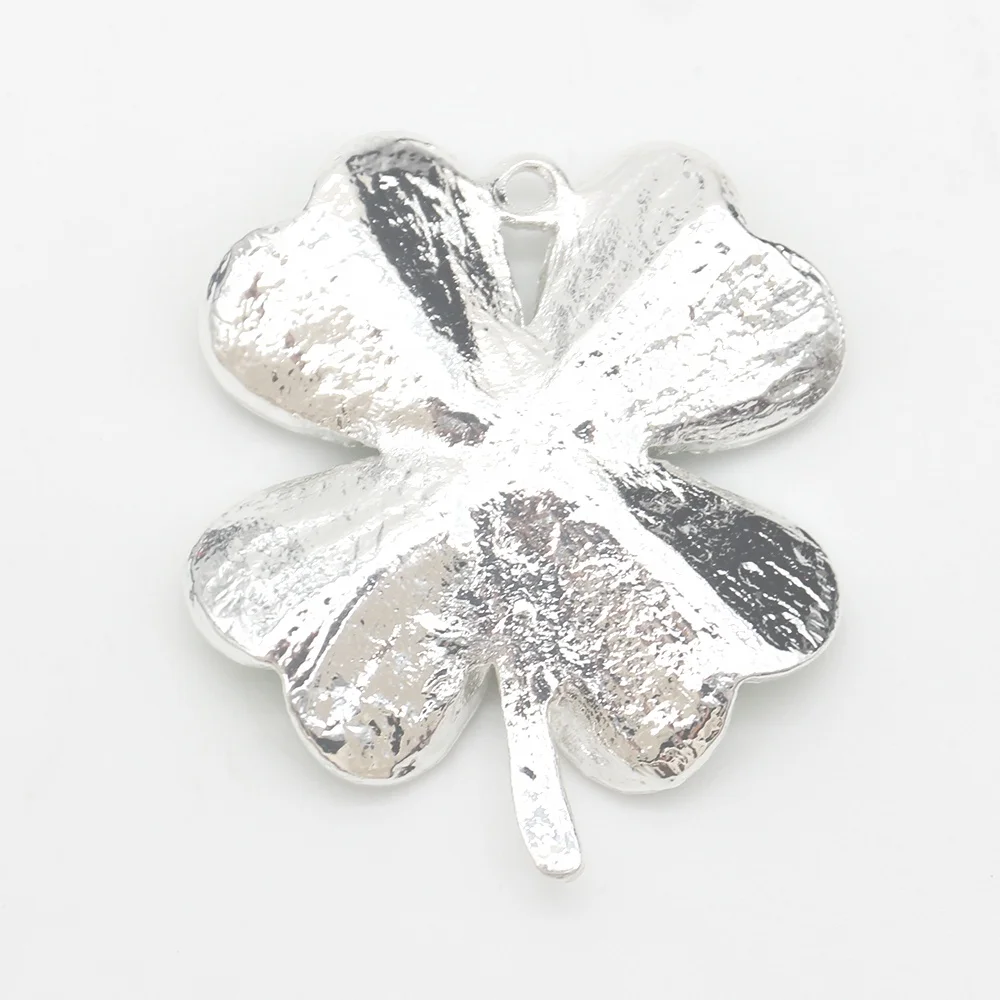 Green Crystal Four Leaf Clover Charm Pendants Rhinestone Lucky Pendant For Necklace