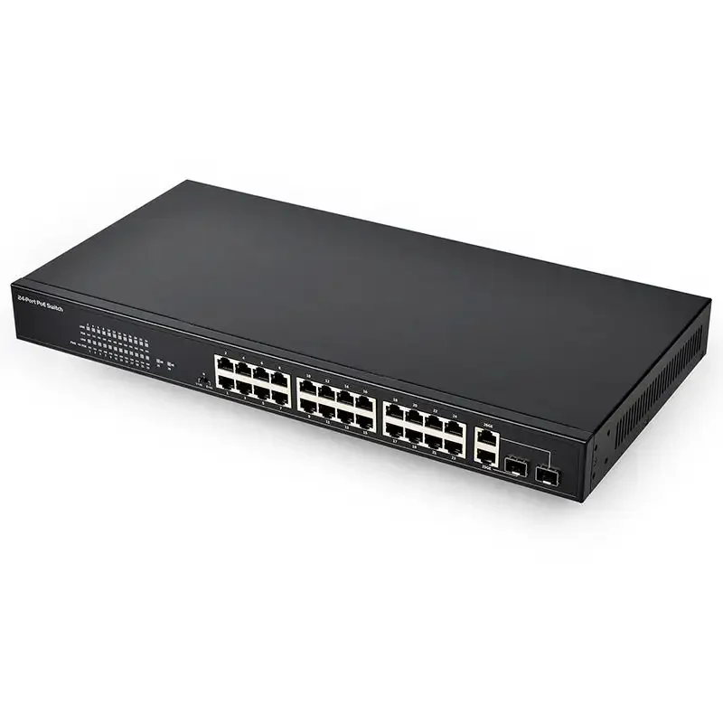 SDAPO PSE2624GSR-AI anti-thunder 4KV 100Mbps 24 port power poe switch with AI watchdog for 8MP IPC 24 port poe switch