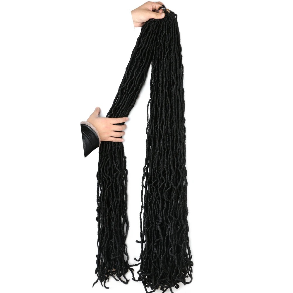 14inch 18inch 24inch 36inch New Soft Locs Curly Wavy Pre-Looped Goddess Synthetic Fiber Hair Extensions Earthworm Faux Locs