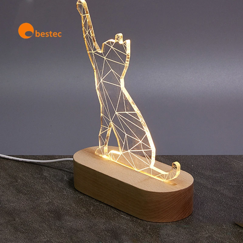 Moon Lamp Night Light Floating and Spinning 3D Printing LED Moon Lamp with Wooden Base