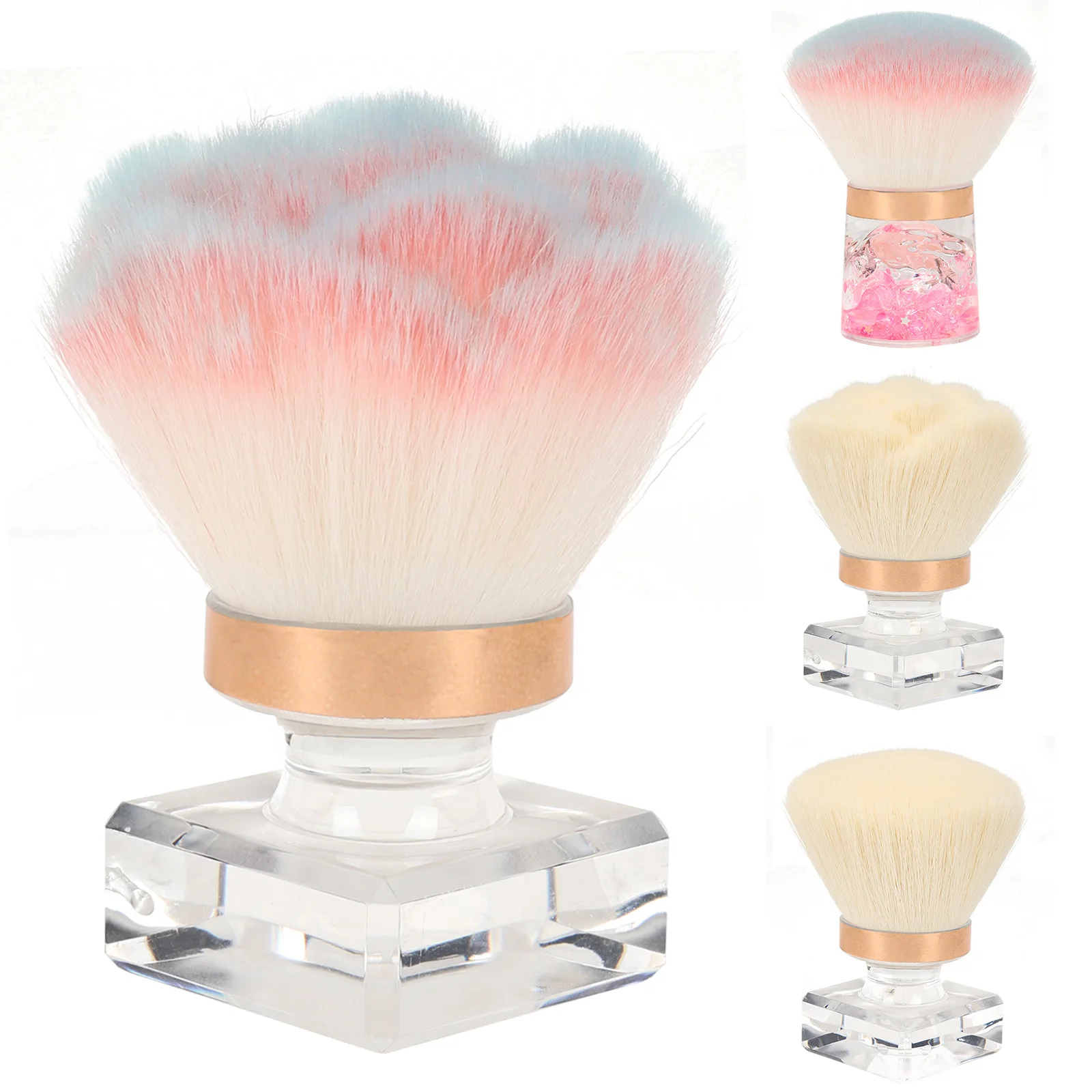 Destly Crytral Nail dust brush luxury powder Nail brush Face Eye Diamond Rhinestone Makeup Brush Rose Head