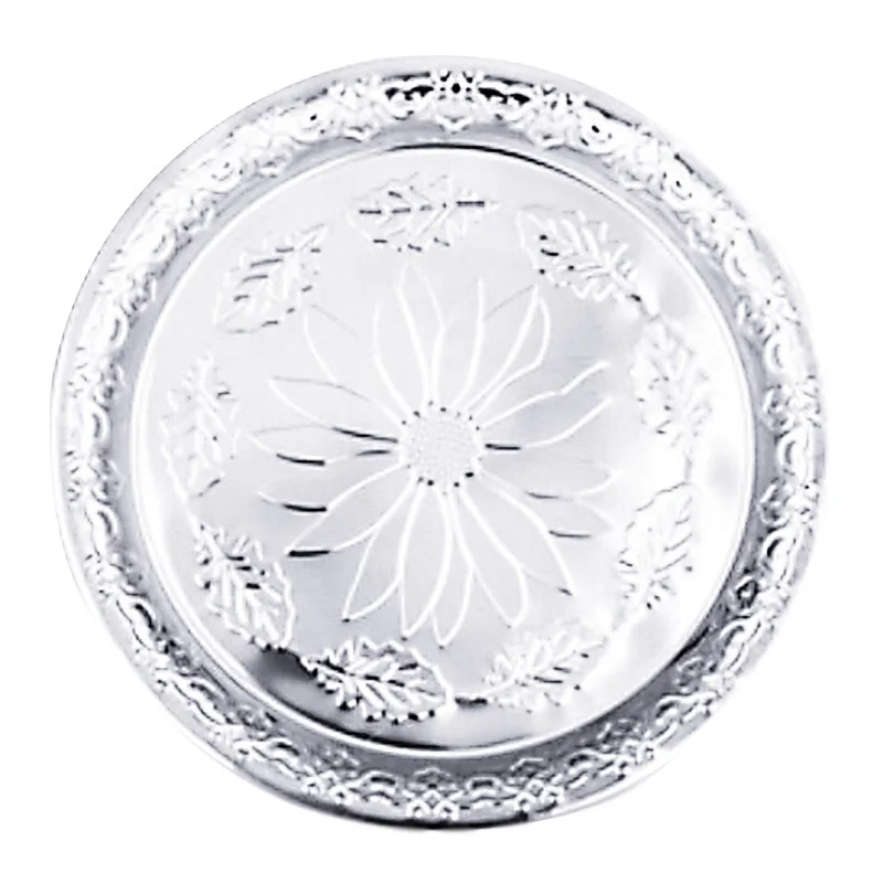 Kitchen Stainless Steel Round Basin Serving Bowl Basin with Lid Flower Design Dinner Set Gold Plate