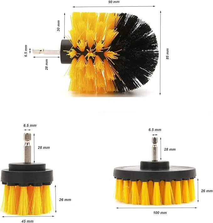 3pcs Handheld Electric Drill Cleaning Brush PP Material for Home Cleaning for Kitchen Bathroom Car Toilet & Window Cleaning
